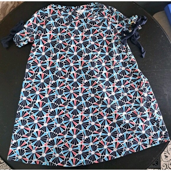 Crown & Ivy Women’s Large Midi Dress Mid Red White Blue Black Colorful Floral - Picture 1 of 6
